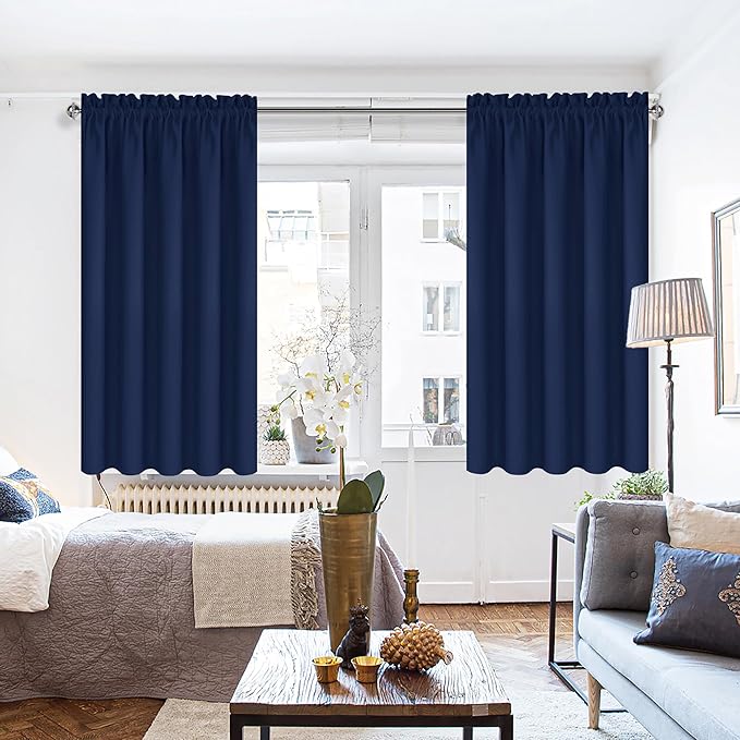 DWCN Short Blackout Curtains for Bedroom 45 Inches Long 2 Panels Set, Solid - Image 6