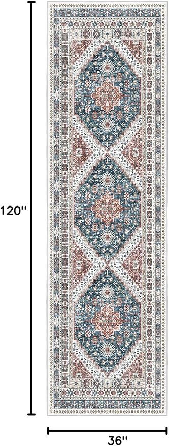 Madane Hallway Rug 3x10, Kitchen Rugs Washable Entryway Rug Vintage Kitchen - Image 2