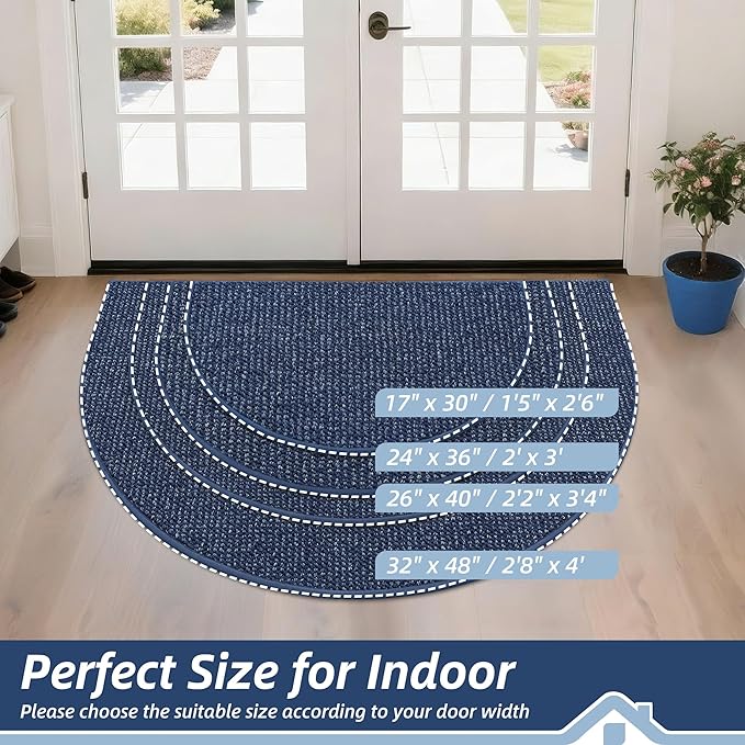 BEQHAUSE Dirt Trapper Door Mat 32" x 48" Half Circle Non Slip Rugs, Absorbent - Image 2