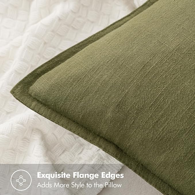 MIULEE Decorative Linen Euro Sham Pillow Covers 26x26 Inch Green ​Boho - Image 2