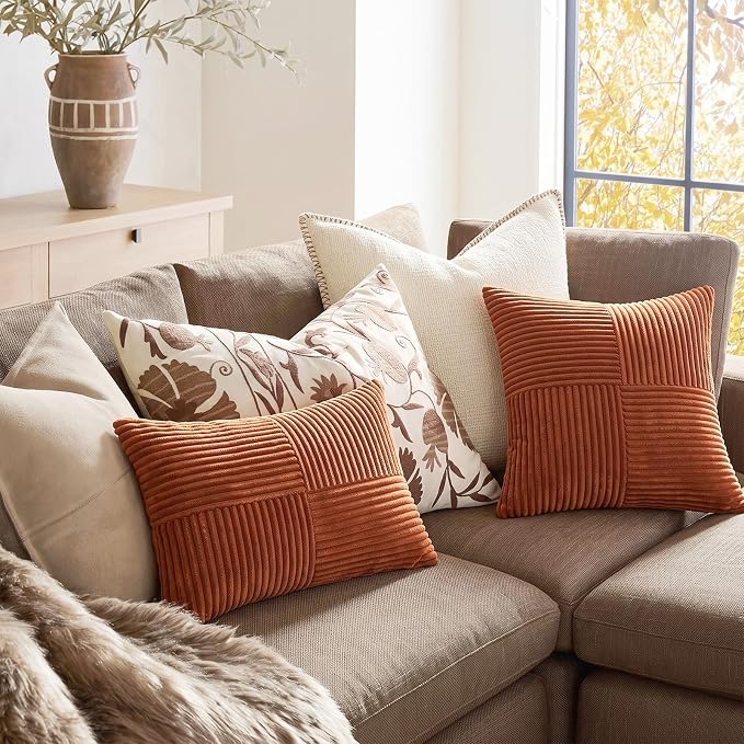 Fancy Homi 2 Packs Rust Samll Decorative Throw Pillow Covers 12x12 Inch - Image 5