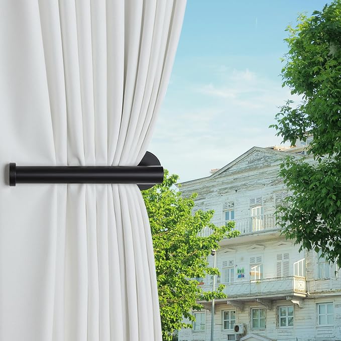 Hoousuper 2pcs Black Stainless Steel Curtain Holdbacks, Wall Mounted Curtain - Image 7