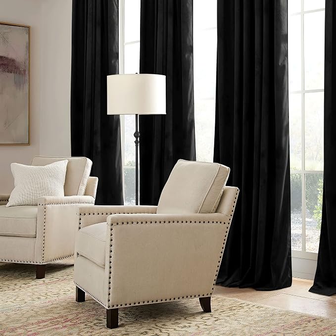 RYB HOME Black Velvet Curtains 84 inch, W52 x L84 inch, 2 Panels - Image 6