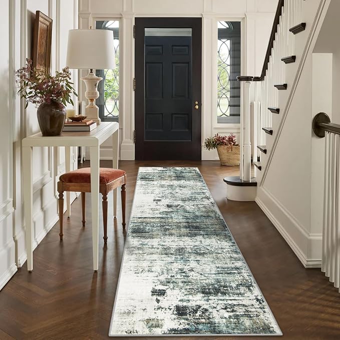 2'6''x8' Runner Rugs Washable Rug: Modern Abstract Hallway Runner Rug Indoor - Image 4