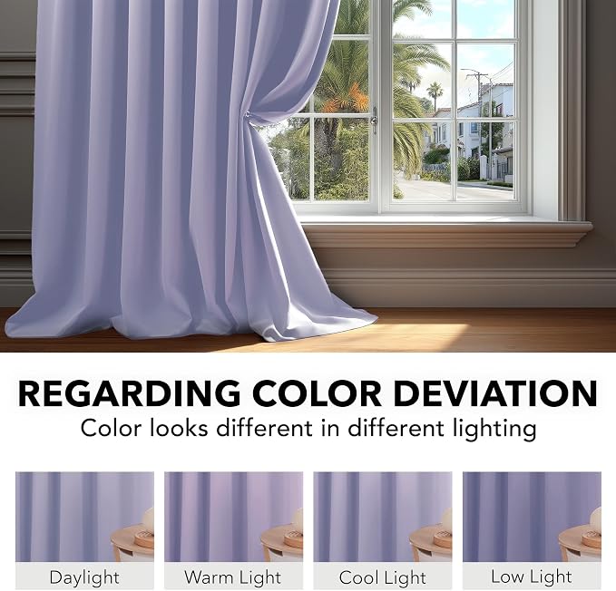 Deconovo Blackout Curtains, Thermal Insulated, W42 x L63 2 Panels, Back Tab - Image 6