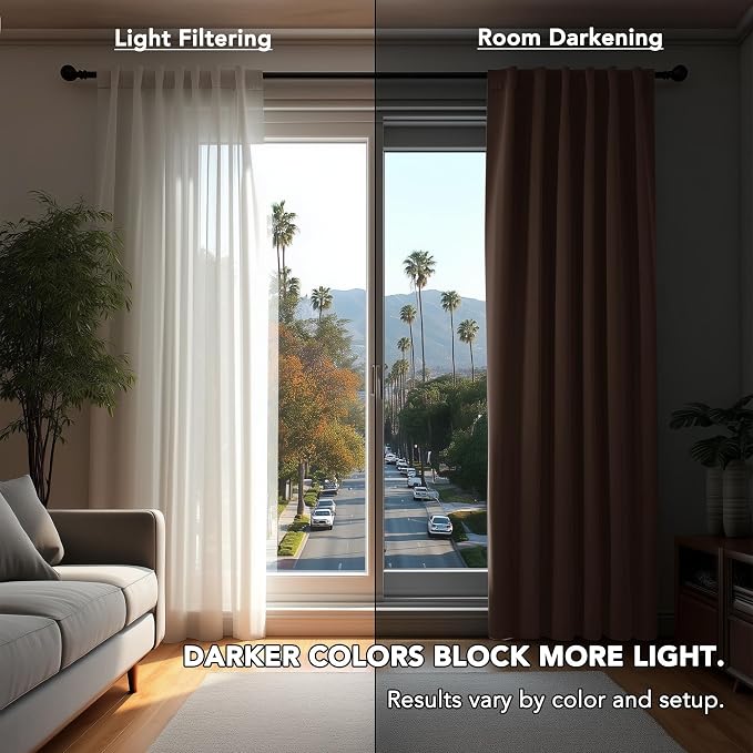 Deconovo Blackout Curtains, Thermal Insulated, W70 x L108 2 Panels, Back Tab - Image 3
