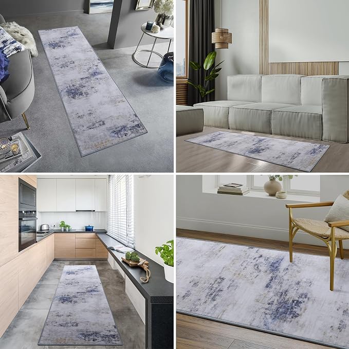 Toneed 2x6 Runner Rug Modern Abstract Hallway Rug Washable Non Slip Rubber Rugs - Image 2