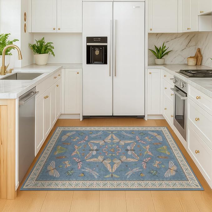 Hazo Haus Washable Blue Rugs for Bedroom Bedside - Image 3
