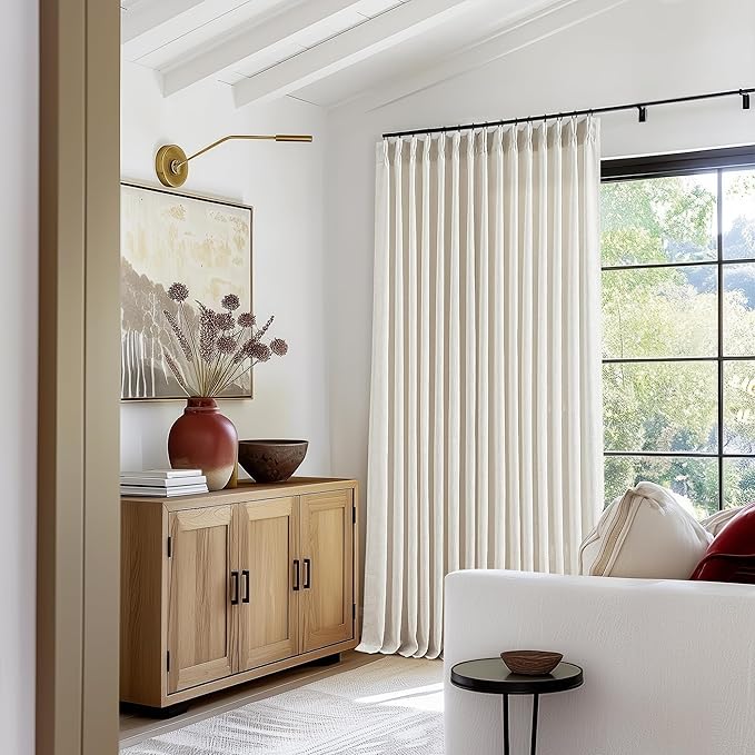 Natural Pinch Pleated Linen 84 Inch Curtains 100 Inch Width | Extra Wide - Image 7