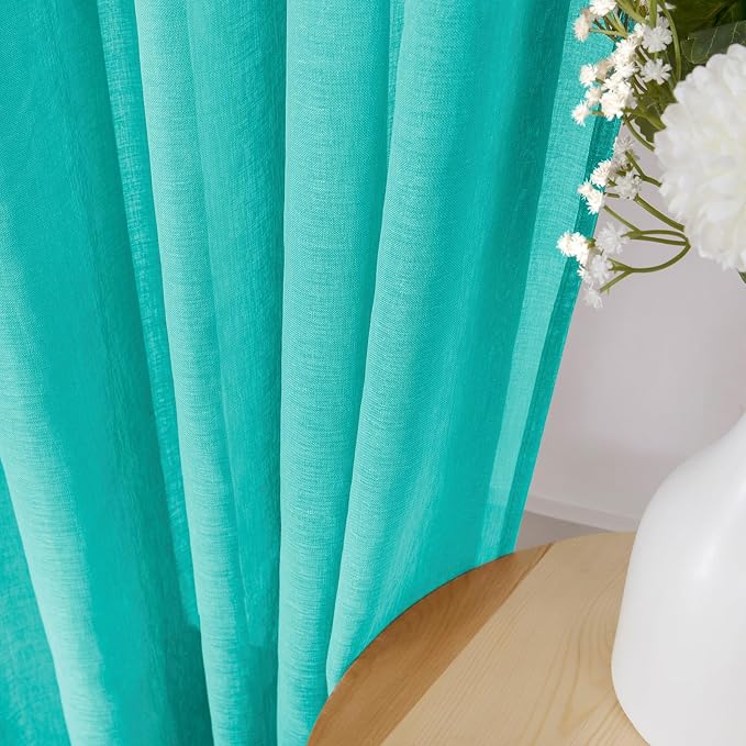Tollpiz Sheer Curtains Bedroom Linen Textured Curtain Sheers Light Filtering - Image 3