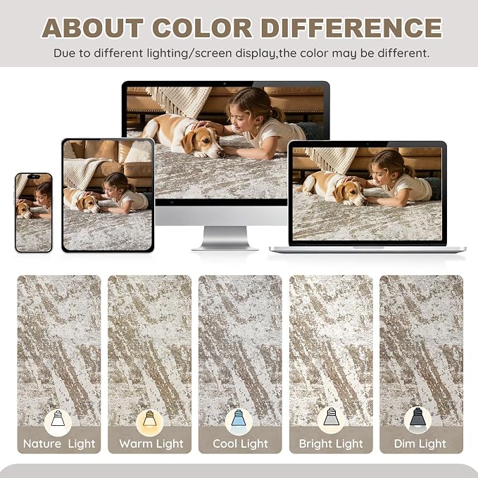 DMOYEST 10x12 Washable Area Rug: Abstract Modern Non-Slip Carpet, Soft Low Pile - Image 8