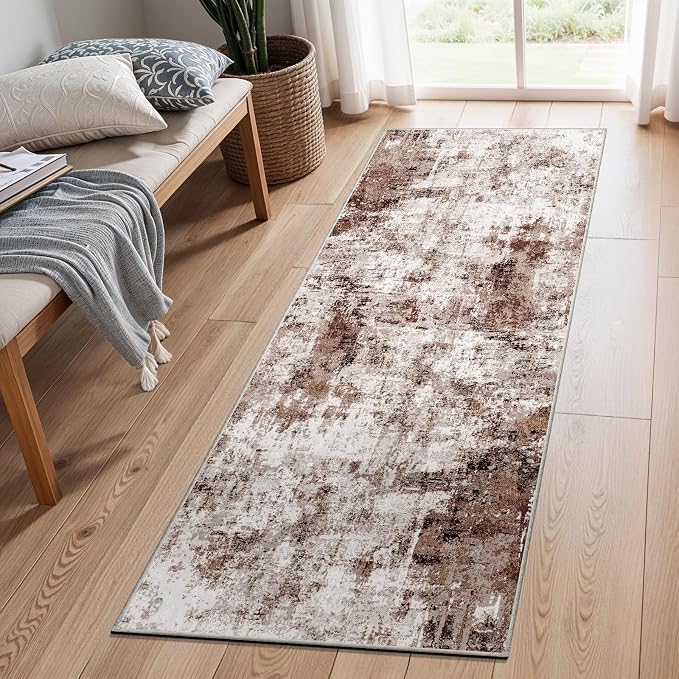 2x6 Washable Runner Rugs for Hallway: Easy-to-Clean Abstract Runners for by WIEVEDENS