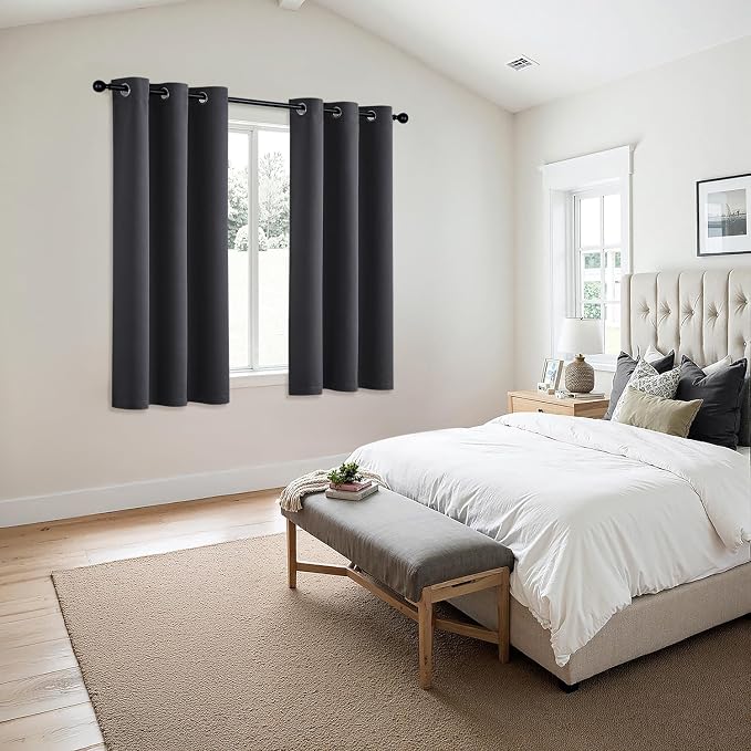 MIULEE Dark Grey Blackout Curtains - Image 6