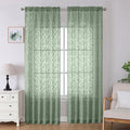 Lecloud Leia Sage Green Sheer Curtains 96 Inches Long 2 Panels, Airy Voile by Lecloud