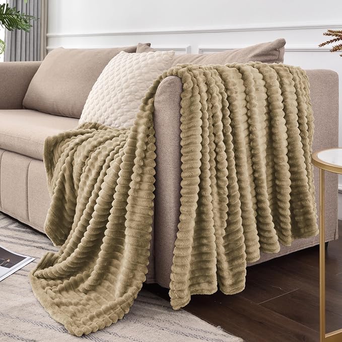 BEDELITE Fleece Blanket Twin Size – 3D Ribbed Jacquard Soft and Warm Decorative - Image 9