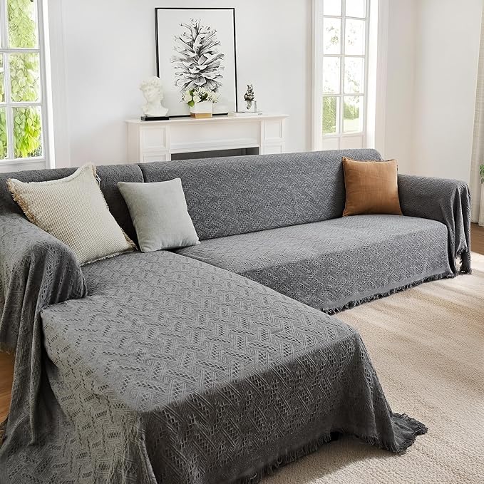 HOMERILLA Sectional Couch Covers 2 Pieces L Shaped Sofa Cover - Image 9