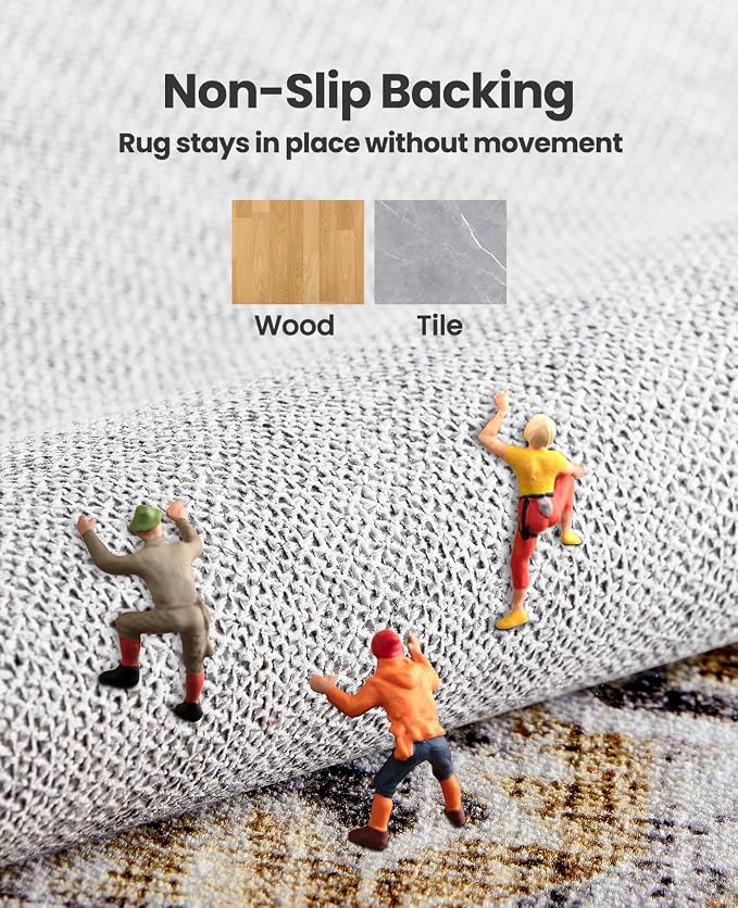 AMADA HOMEFURNISHING 8x10 Area Rugs, Low-Profile Large Washable Area Rug - Image 6