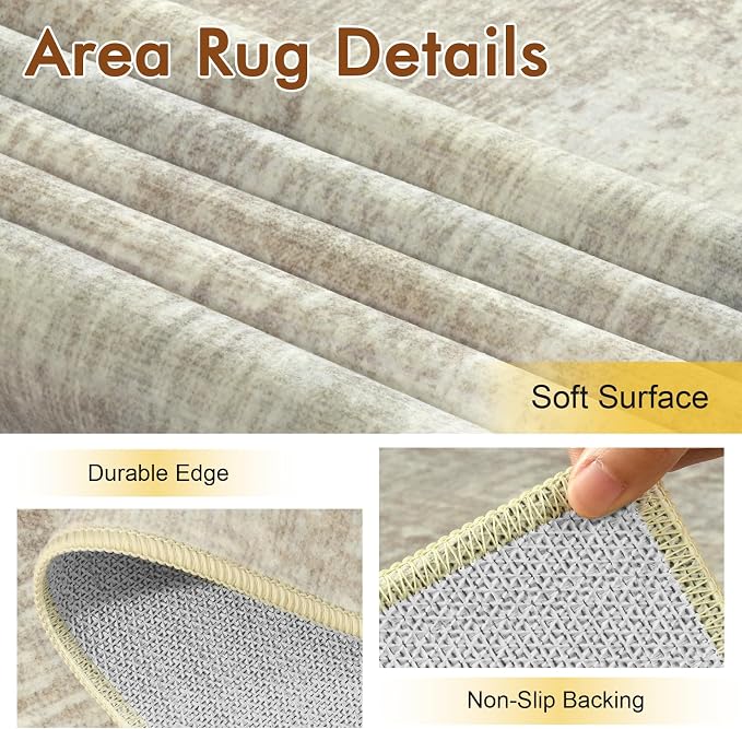5x7 Ft Area Rugs for Living Room, Soft Non-Slip Washable Rugs Modern Abstract - Image 5
