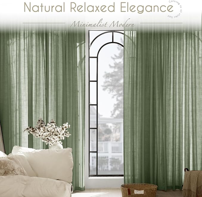 Olive Green Curtains 84 inch Length 2 Panels - Image 6