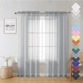 Lecloud Living Room Light Grey Sheer Curtains 72 Inch Long 2 Panels, by Lecloud