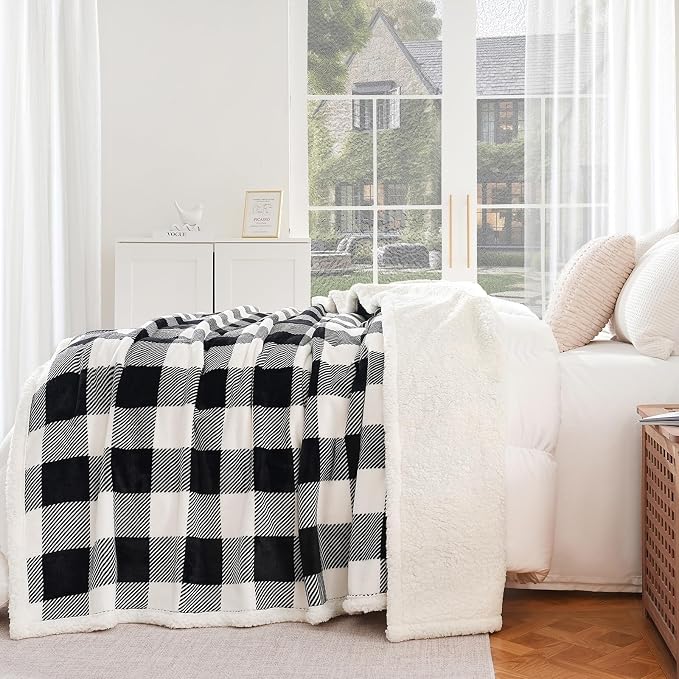 PU MEI Sherpa Fleece Throw Blanket 80" x 90" Reversible Plush Fluffy Large Big - Image 2