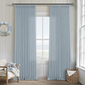 Dusty Blue Pleated Linen Curtains 96 Inches Long by Twodrapes