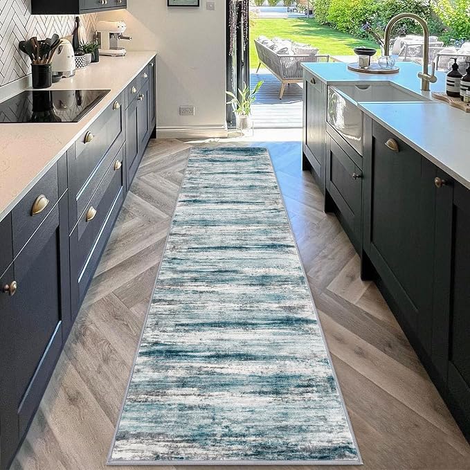 KOZYFLY Modern Abstract Kitchen Runner Rug, 2x10 Washable Rug Runner Non-Slip - Image 3