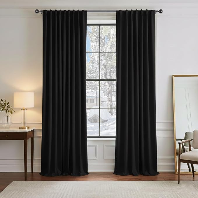 PONY DANCE Blackout Curtains 96 inch Long, Room Darkening Ceiling to Floor by PONYDANCE