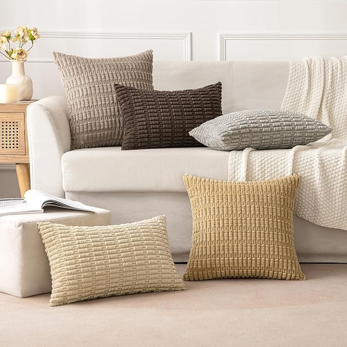 MIULEE Pack of 2 Corduroy Decorative Euro Sham Throw Pillow Covers 22x22 Inch - Image 5