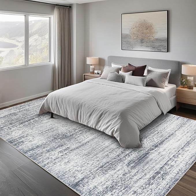 5x7 Washable Area Rugs for Living Room, Dining Room | Minimal, Ultra Soft Faux - Image 7