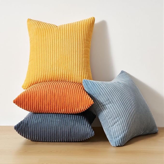 Topfinel Burnt Orange and Blue Couch Pillows Pack of 4 Decorative 16x16 Inch - Image 7
