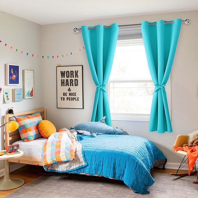 Blackout Curtains for Bedroom, 42 x 63 Inches Length, Turquoise | Thermal - Image 6
