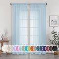 OWENIE Light Blue Sheer Curtains 84 inches Long by OWENIE