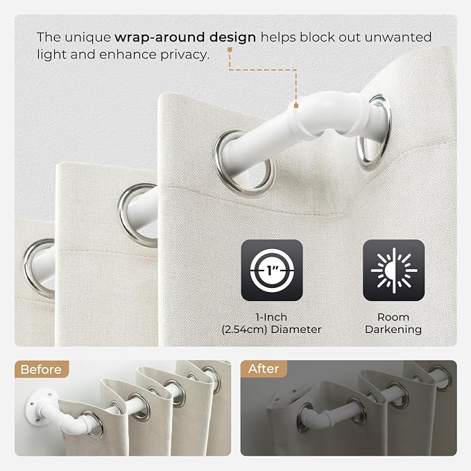 Zeerobee Curtain Rods for Windows 72 to 144, 1 Inch Industrial Wrap Around - Image 3