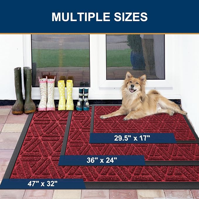 Smiry Front Door Mat Outside Entrance, Heavy Duty Sturdy Natural Rubber Doormat - Image 2
