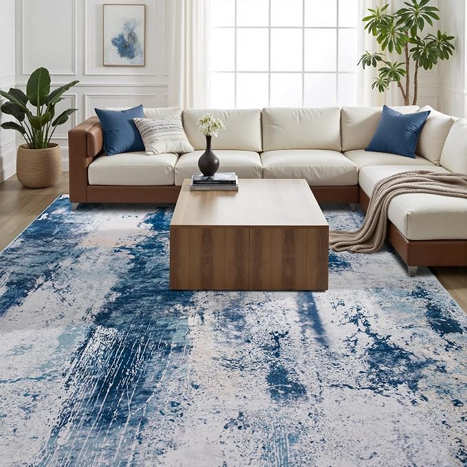 Toneed Abstract Area Rug 6x9 Modern Washable Rug Soft Non Slip Rug Low Pile - Image 4