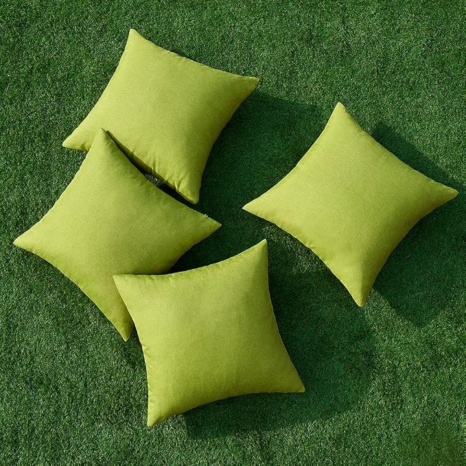 MIULEE Pack of 4 Decorative Outdoor Throw Pillow Covers Linen Waterproof Pillow - Image 4