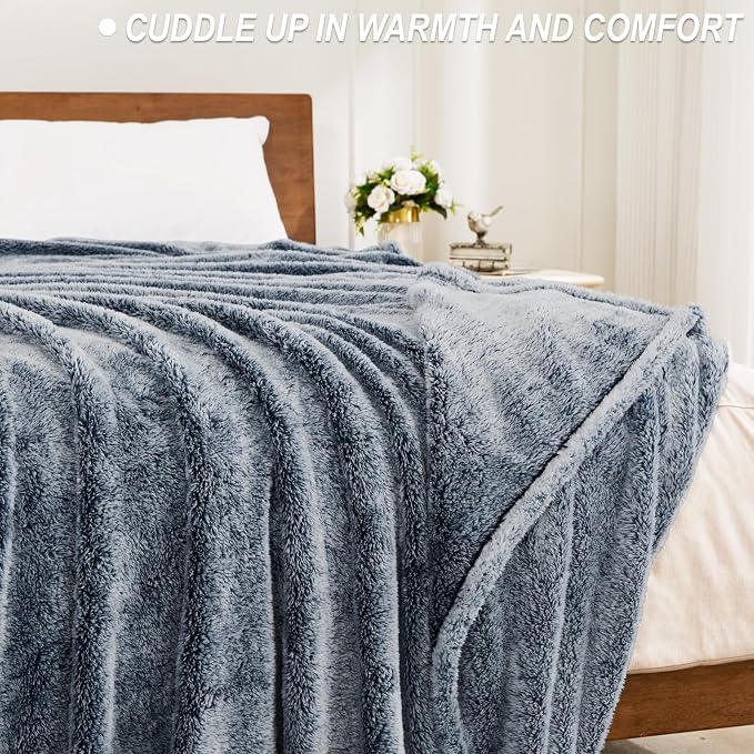 Exclusivo Mezcla Plush Fuzzy Fleece Throw Blanket Extra Large, Super Soft - Image 3