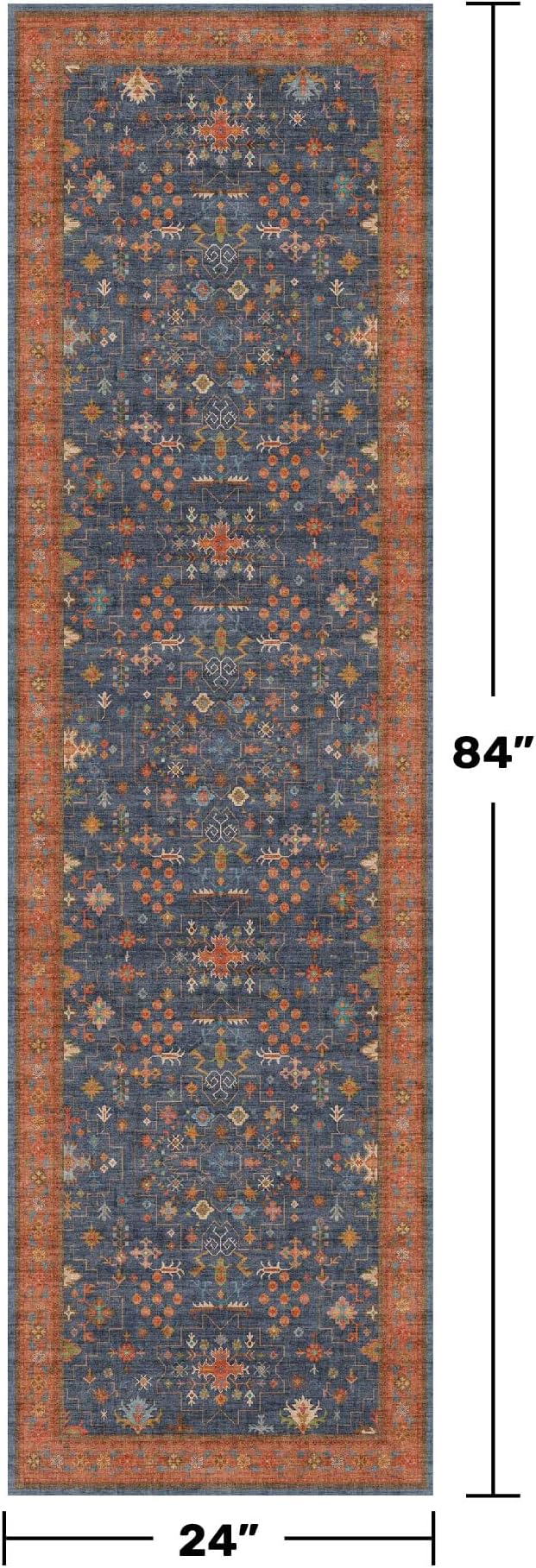 Hazo Haus Navy Blue Runner Rug 2x7 - Image 2