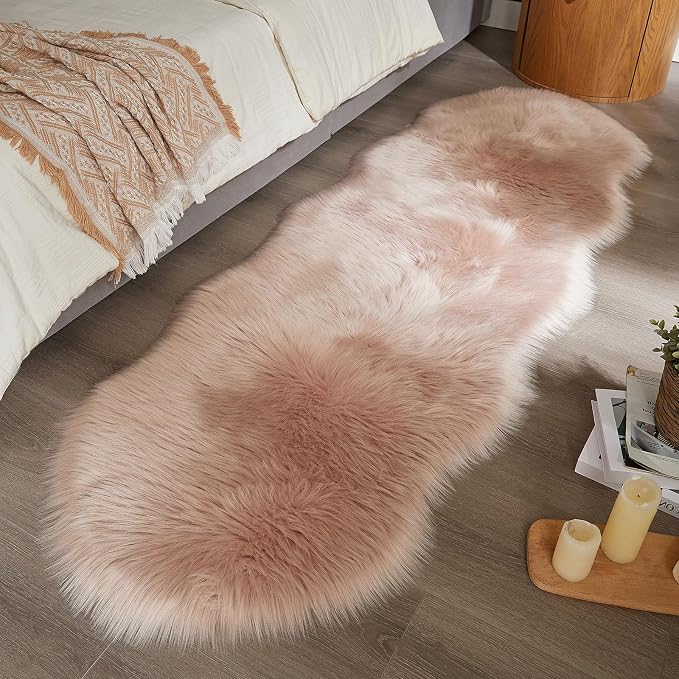 AMTOVO Faux Sheepskin Rug, 2 x 6 ft Faux Fur Rug - Image 5