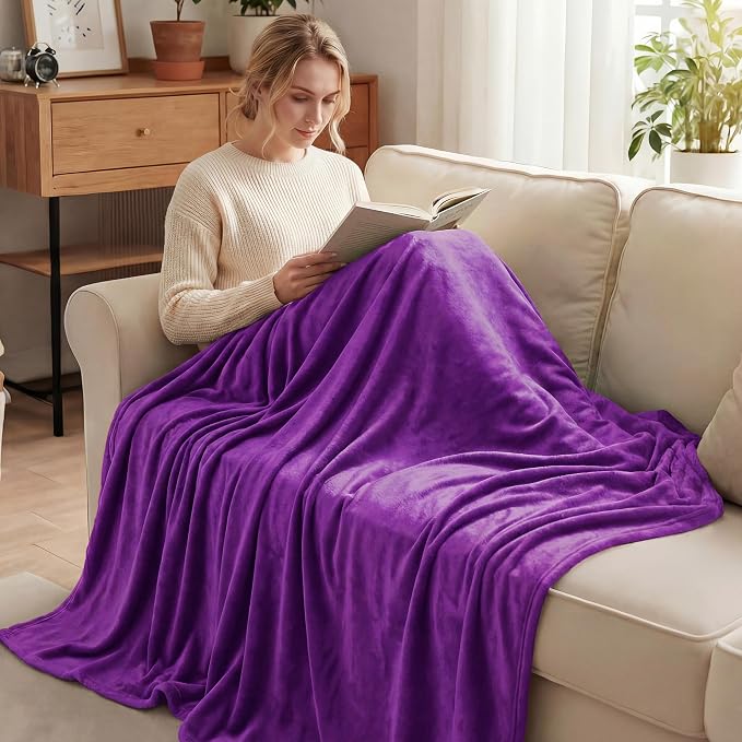 Exclusivo Mezcla Fleece Purple Throw Blanket - Image 2