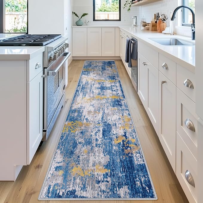 Washable Area Rugs 2'x10' Non-Slip Modern Abstract Soft - Image 3
