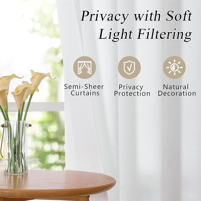 OVZME White Valance for Windows, Light Filtering Thick Textured Small Kitchen - Image 7