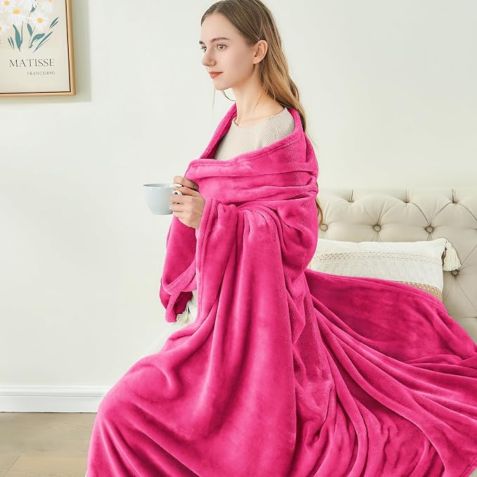 BEDELITE Fleece Blanket Twin Size Hot Pink Valentines Throw Blankets - Image 6