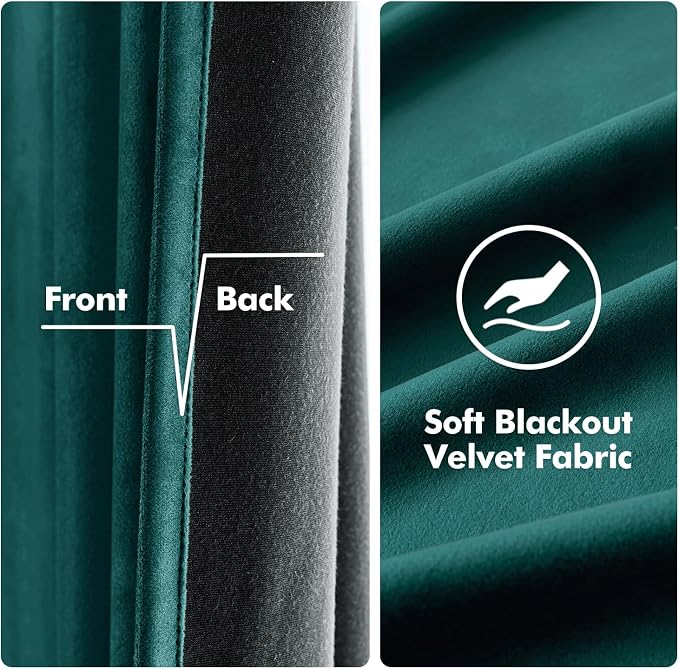 MIULEE Christmas Dark Green 100% Polyester Curtains 90 Inches Long 2 Panels - Image 3