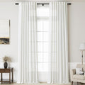 Linen Off White Curtains 145 inch Extra Long by Nanspring
