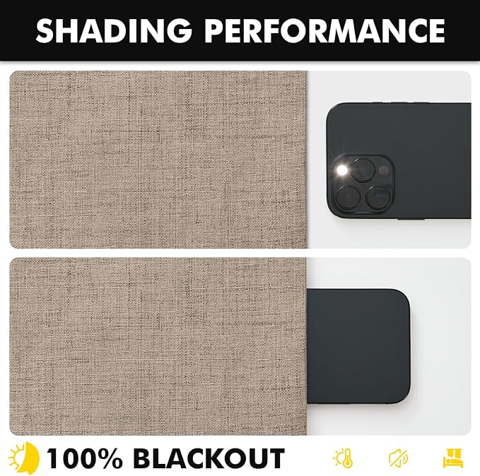 MIULEE 100% Blackout Linen Curtains 42 x 108 Inch Copper Brown 2 Panel | - Image 7