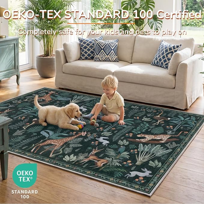OPPODREAM Animal Soft Area Rugs 5x7, Washable Black Rug - Image 3