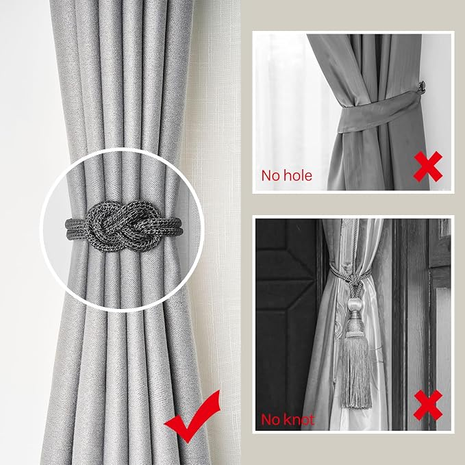 NICEEC 4 Pack Mini Magnetic Curtain Tiebacks Nordic Simple Style Drape Tie - Image 2