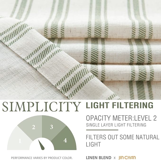 jinchan Striped Valance Farmhouse Window Treatment Linen- Polyester Textured - Image 8